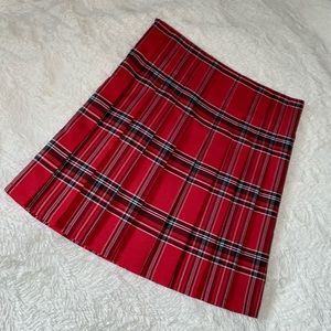 VINTAGE RED PLAID PLEATED SCHOOL GIRL MINI SKIRT
